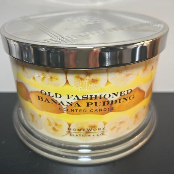 HomeWorx by Slatkin Old Fashioned Banana Pudding 4-Wick 18oz Candle NEW - Picture 1 of 3